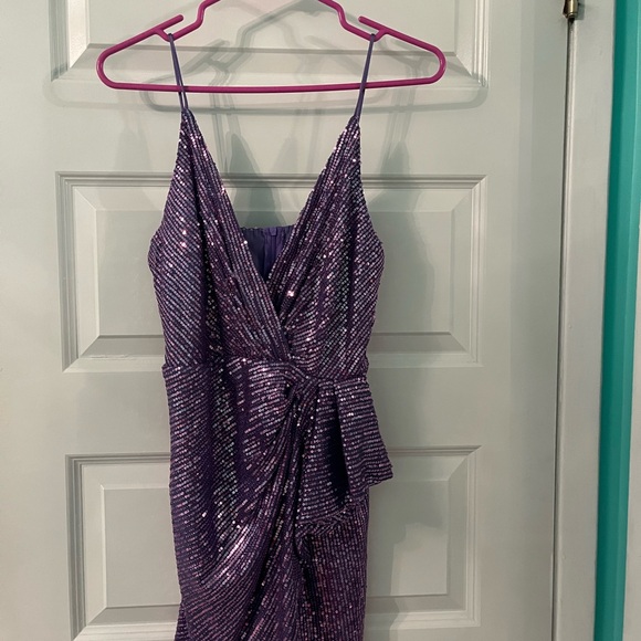 NWOT Double Crazy Purple Sequin Dress Size Large - Picture 11 of 11